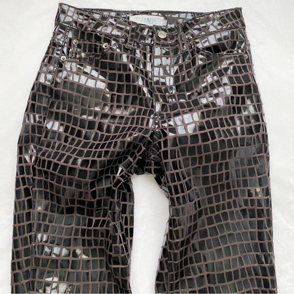Topshop Faux Croc Cropped Straight Leg Pants - Picture 7 of 13